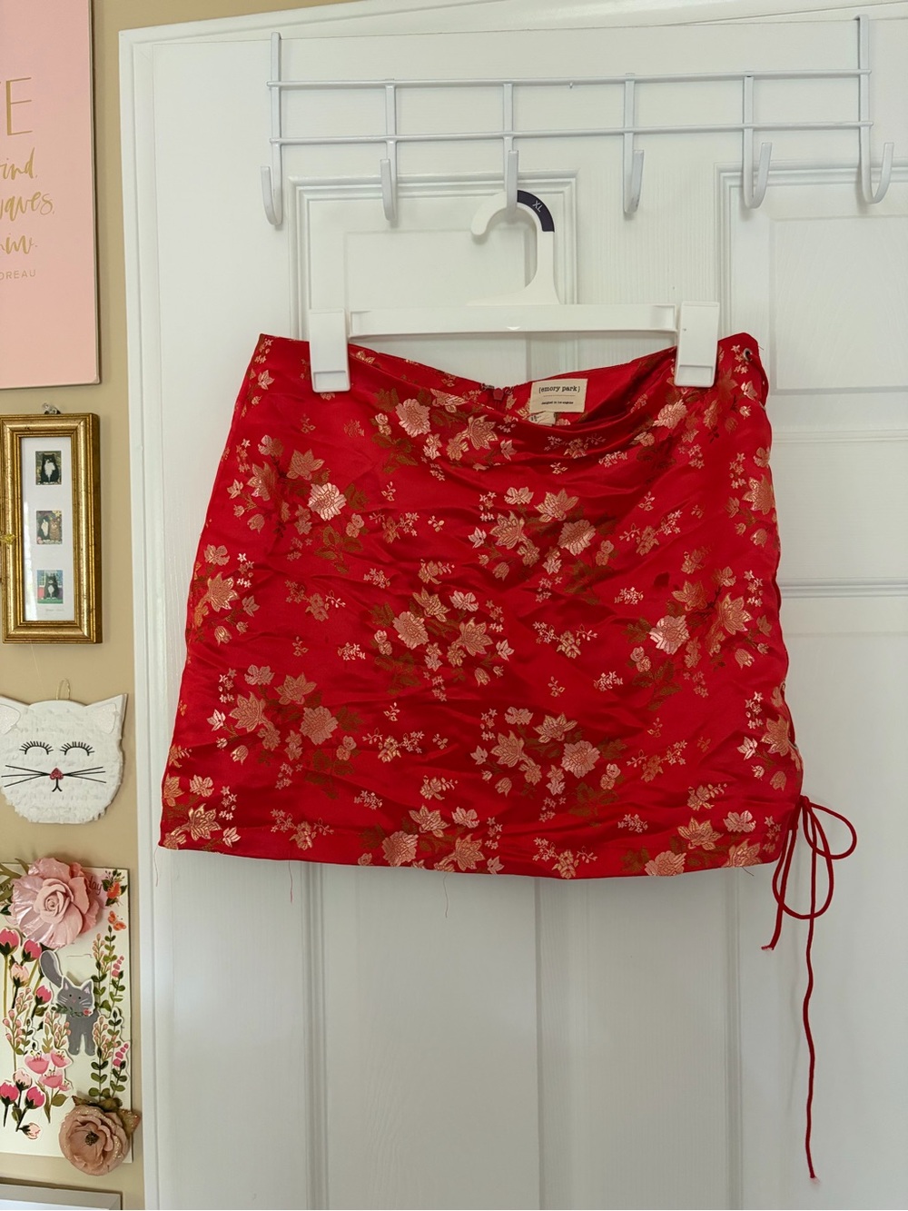 Emory Park red satin mini skirt